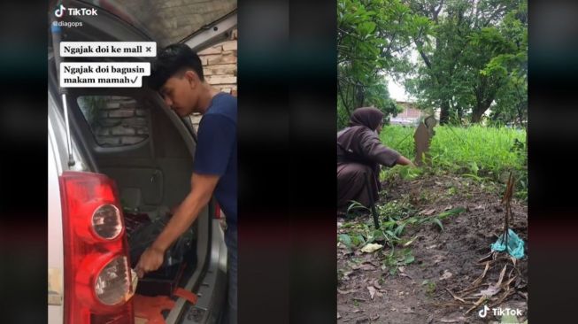 Viral Pria Ajak Pacar ke Makam Ibu (tiktok.com/@diagops)