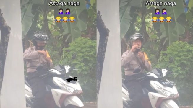 Polisi tepergok mainan gelembung sabun. (Tiktok/@arumdw3g)