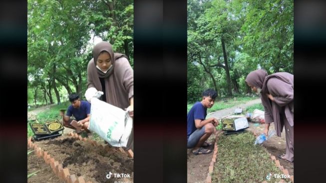 Viral Pria Ajak Pacar ke Makam Ibu (tiktok.com/@diagops)