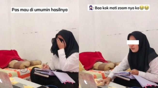 Gugup Tunggu Hasil Sidang Skripsi Sampai Nangis, Wanita Ini Syok Tetiba Zoom Mati (TikTok)