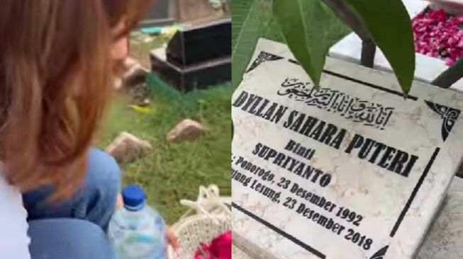 Momen Citra Monica Ziarah ke Makam Dylan Sahara (Instagram/@ifanseventeen)