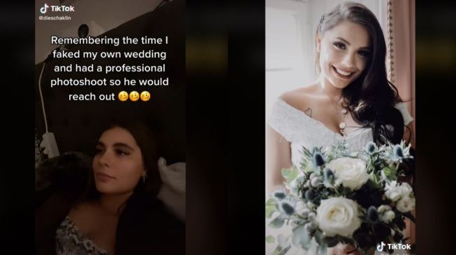Wanita palsu pernikahan untuk menelepon mantan pacar (tiktok.com/@dieschaklin)