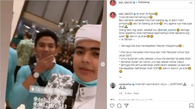 Cerita Artis Kenang Kebaikan Ameer Azzikra. (Instagram/@da2_rizki123)