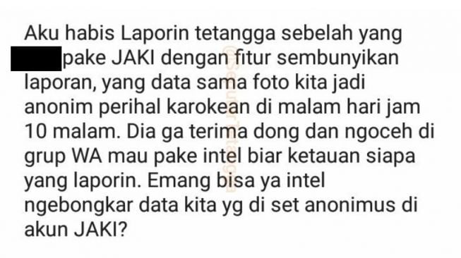 Laporkan Tetangga yang Karaoke Jam 10 Malam di JAKI (Twitter/@SeputarTetangga)