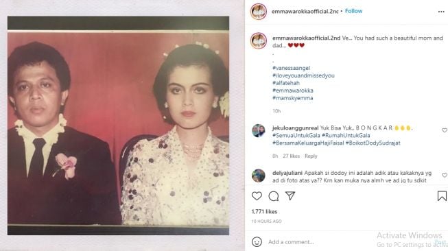 Emma Warokka bagikan foto Ibu Vanessa Angel [Instagram/@emmawarokkaofficial.2nd]