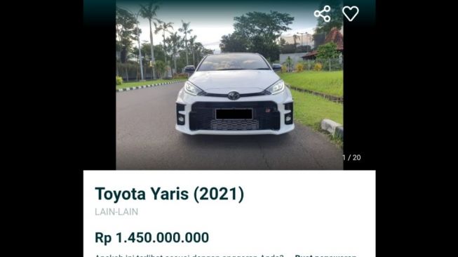 Toyota Yaris spek GR Racing tembus Rp1,5 miliar [screenshot].