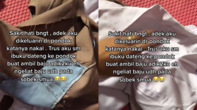 Ibu Sakit Hati Anak Dikeluarkan dari Pondok Alasan Nakal, Pas Dicek Bajunya Sobek Semua (TikTok)