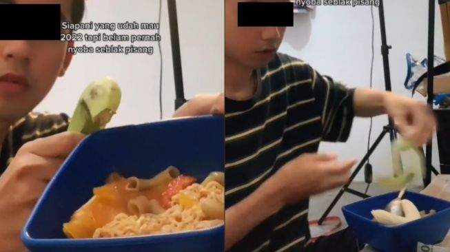 Viral Pria Makan Seblak Dicampur Pisang, Warganet: Sekte Mana Lagi Ini