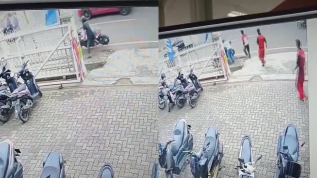 Terekam CCTV, Pria Baru Keluar dari Bengkel Malah Kena Musibah (TikTok)