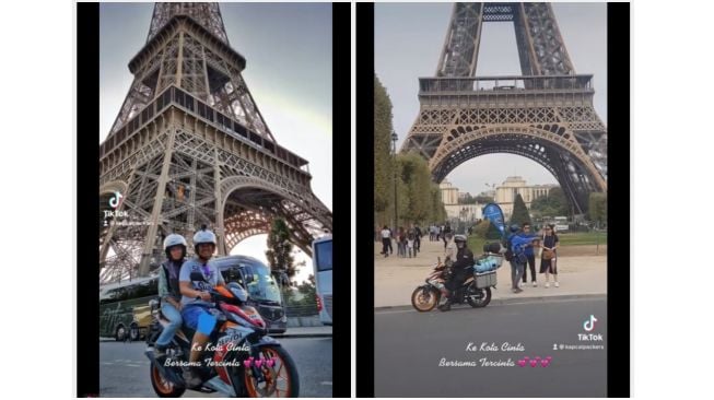Sampai ke Menara Eiffel Pakai Motor Bebek, Pasangan Malaysia Ini Viral di TikTok