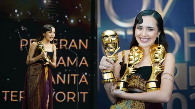 Menang Banyak, Ini 6 Potret Beby Tsabina Borong Piala IMA Awards 2021