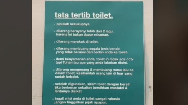 Viral Tata Tertib Unik Toilet Kafe (TikTok)