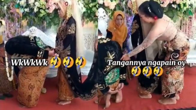 Cara Sungkeman Pengantin Pria Ini Disorot, Warganet: Maklum Baru Pertama Nikah (TikTok)