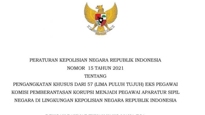 Polri Resmi Terbitkan Perpol Pengangkatan 57 Eks Pegawai KPK Jadi ASN