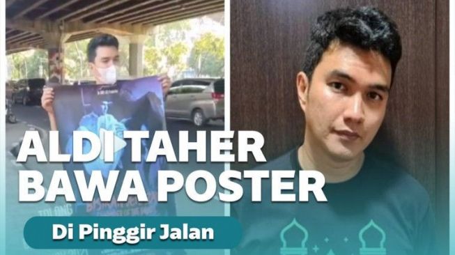 Heboh Aldi Taher Pegang Poster dan Minta Tolong di Pinggir Jalan