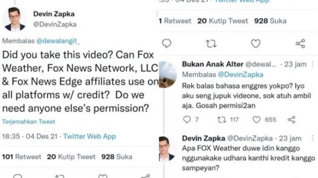 Viral Tweet Wartawan Asing Izin Soal Video Semeru Pakai Bahasa Jawa Hasil Google Translate