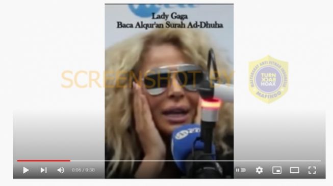 Beredar video yang menyebutkan Lady Gaga melantunkan ayat Al Quran. (turnbackhoax.id)