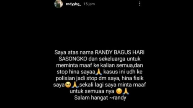 Unggahan IG story diduga dari akun Bripda Bagus (Instagram)