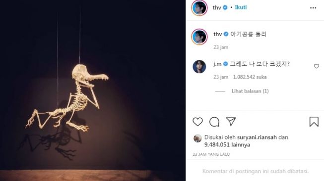 Unggahan perdana V BTS di Instagram [Instagram/@jthv]