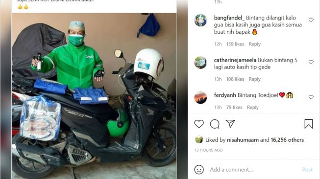 Ojol ini memberikan fasilitas premium untuk penumpang ketika berkendara di musim hujan (Instagram)