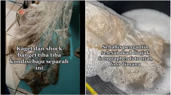 MUA Syok Gaun Pengantin Kotor Usai Disewa (TikTok)