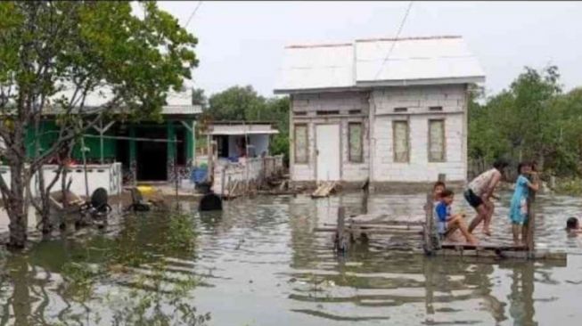 Jeritan Warga Muaragembong Bekasi Terkepung Banjir Rob