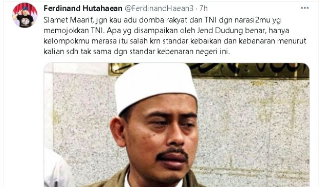 Cuitan Ferdinand Hutahaean (twitter)