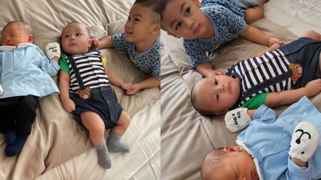 7 Momen Baby Rayyanza Playdate Bareng Kenzo dan Kiano, Seru-seruan Anak Sultan!