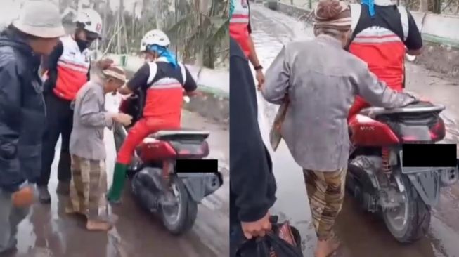 Viral Nenek-nenek Jadi Orang Terakhir yang Bertahan di Lokasi Erupsi Semeru (TikTok)