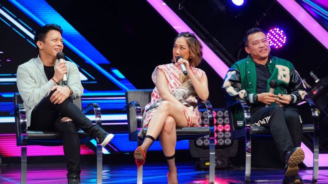 Ariel NOAH, BCL dan Anang Hermansyah pada konferensi pers X Factor Indonesia 2021 [Siaran pers]