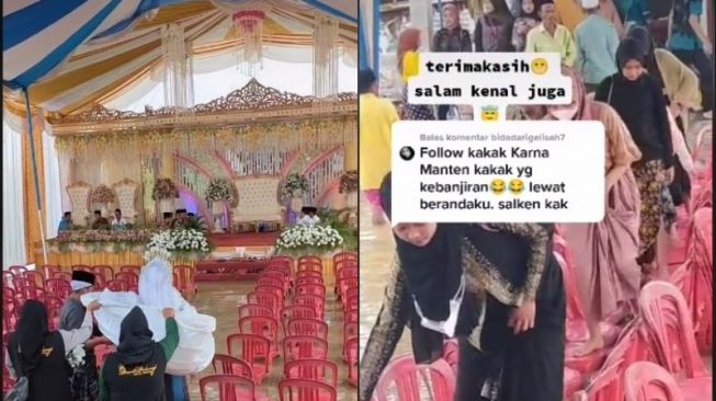 Pesta Pernikahan Dikepung Banjir, Tenda Terendam Pengantin Digendong