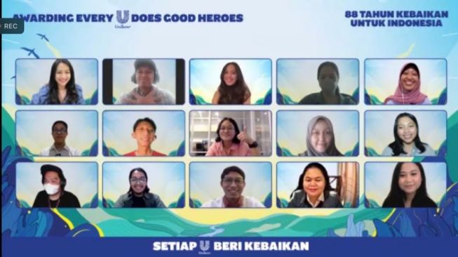 Acara Unilever Awarding Every U Does Good Heroes - 88 Tahun Kebaikan Untuk Indonesia, Kamis (9/12/2021) [tangkap layar Zoom]