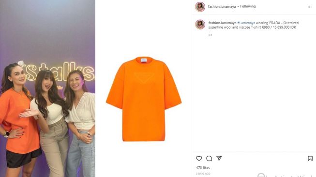 Harga kaos oblong Luna Maya (instagram.com)