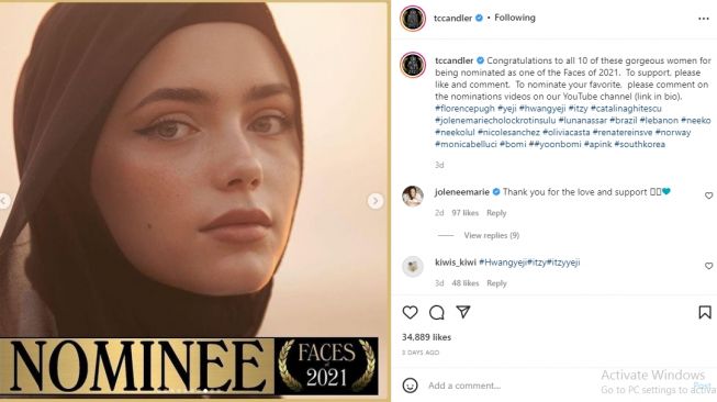 Luna Nassar jadi nominasi perempuan tercantik di dunia 2021 versi TC Candler [Instagram/@tccandler]