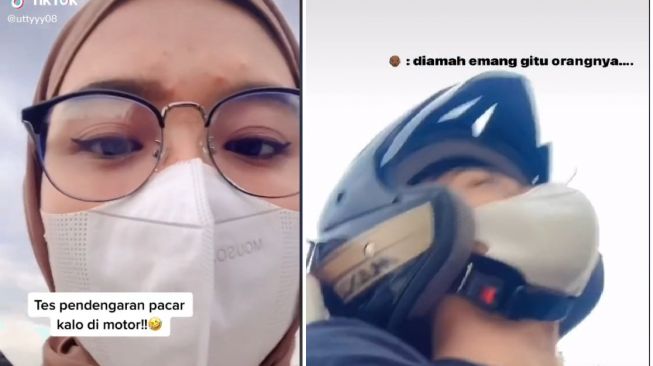 Cara Wanita Cantik Tes Pendengaran Pacar saat Naik Motor Jadi Sorotan, Bikin Ngakak