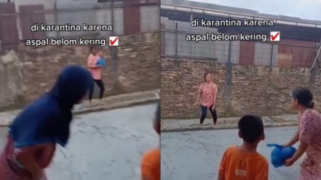 Bukan Karantina Covid, Warga Dikarantina karena Cor-Coran Jalan Belum Kering (TikTok)