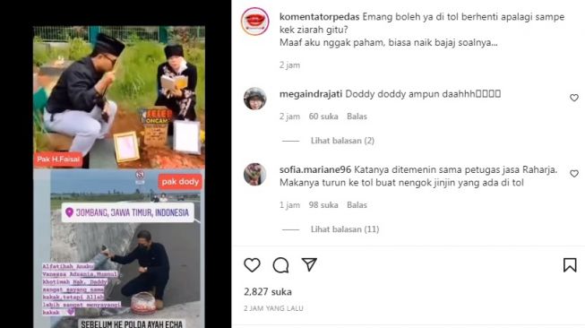 Unggahan soal ayah Vanessa Angel, Doddy Sudrajat [Instagram/@komentatorpedas]