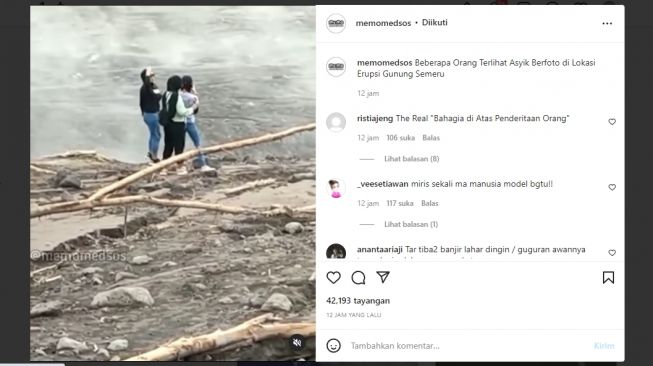 Viral, Beberapa Orang Berswafoto di Erupsi Gunung Semuru, Warganet: Krisis Etika