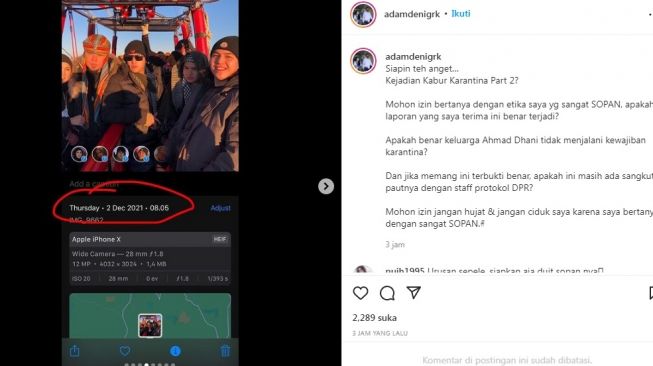 Unggahan Adam Deni [Instagram/@adamdenigrk]