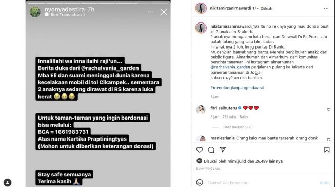 Nikita Mirzani sindir para crazy rich untuk membantu orang yang membutuhkan, tapi bukan publik figur.