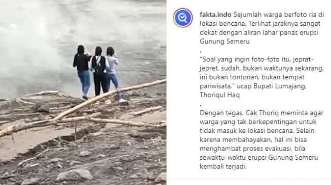 Viral Lokasi Bencana Erupsi Semeru Jadi Tempat Foto-Foto, Tuai Kritikan Pedas Warganet (Instagram/@fakta.indo)