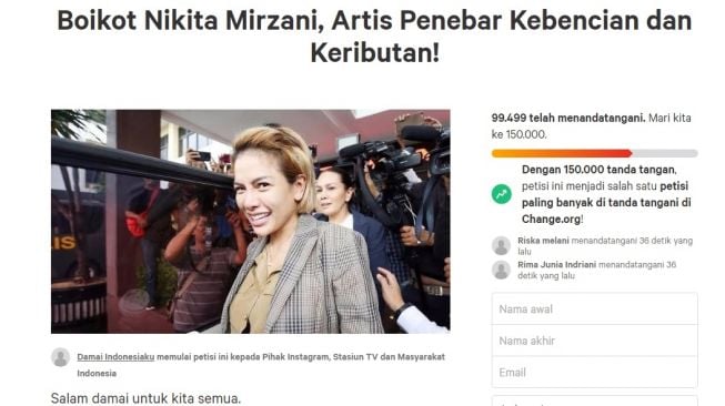 Petisi Boikot Capai Ratusan Ribu, Nikita Mirzani: Bodo Amat