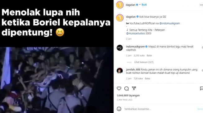 Viral Ariel NOAH dipukul penonton saat manggung (instagram.com)