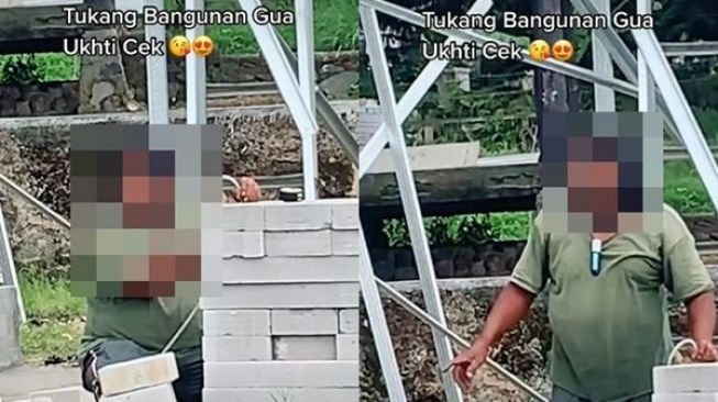 Viral Penampilan Bapak-bapak Kuli Bangunan Mirip Ukhti, Publik: Gemes Banget