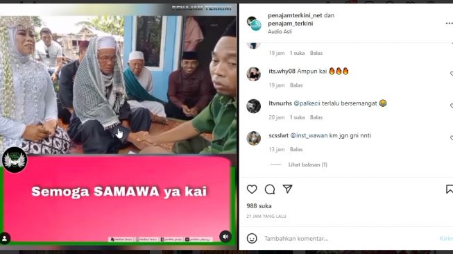 Viral Pernikahan Seorang Kakek Diduga di Penajam, Warganet Ramai Doakan Dapat Anak Kembar