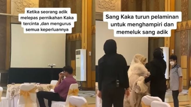 Pengantin Wanita Turun dari Pelaminan, Peluk Cium Pria Ini yang Bercucuran Air Mata (Instagram/@dunia_kaumhawa)