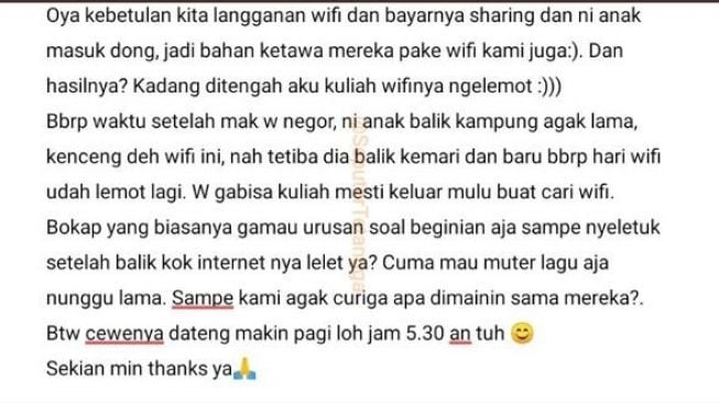 Curhatan seorang wanita perkara kelakuan anak kos menjadi perbincangan hangat di media sosial. (Twitter/SeputarTetangga)