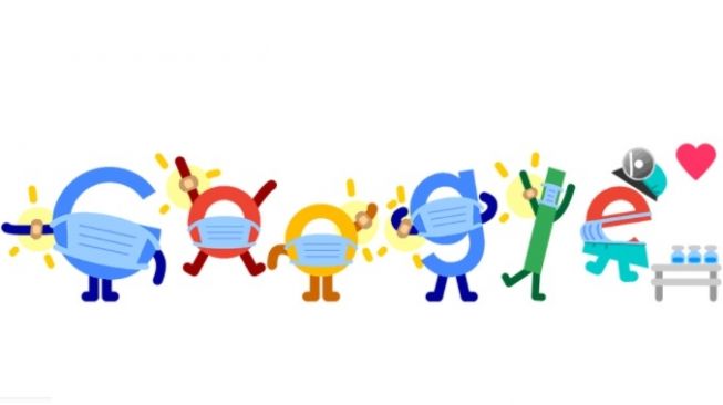 Google doodle mengingatkan vaksin. [Screenshot]