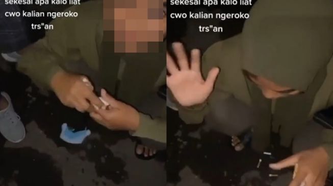 Viral Cewek Emosi Hancurkan Rokok Kekasihnya, Aksinya Tuai Perdebatan Warganet (Twitter/@AREAJULID)