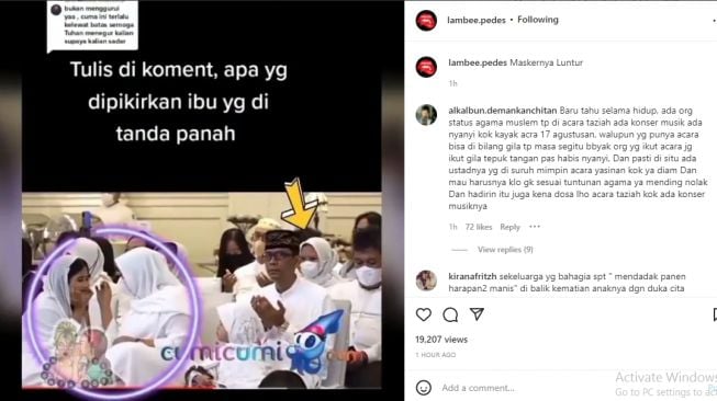 video chika, adik tiri Vanessa Angel saat membetulkan make up di pengajian sang kakak [Instagram/@lambee.pedes]